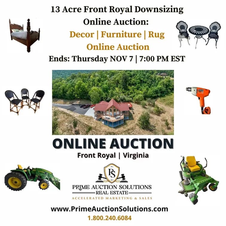Front Royal 13 Acre Chalet Downsizing Online Auction — featured auction photograph