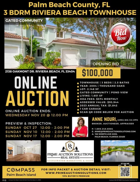 Thousand Oaks Townhouse Riviera Beach, Online Auction, Palm Beach County — auction photograph 2