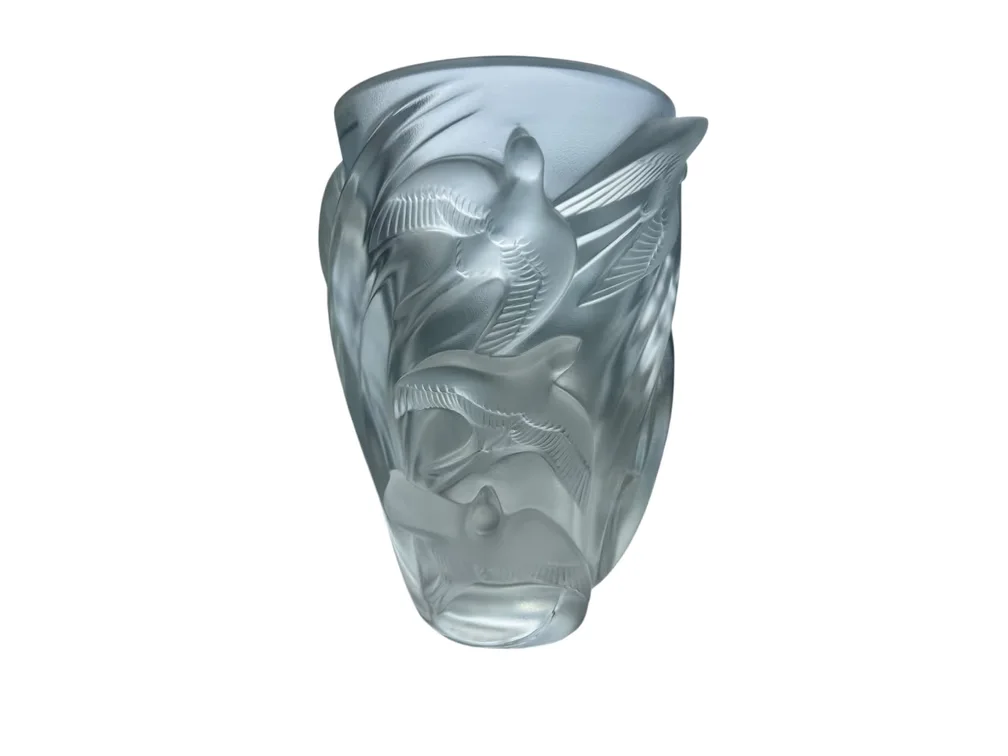 #6230 • "Martinets" Swifts Crystal Vase by Lalique, 9.5″ H