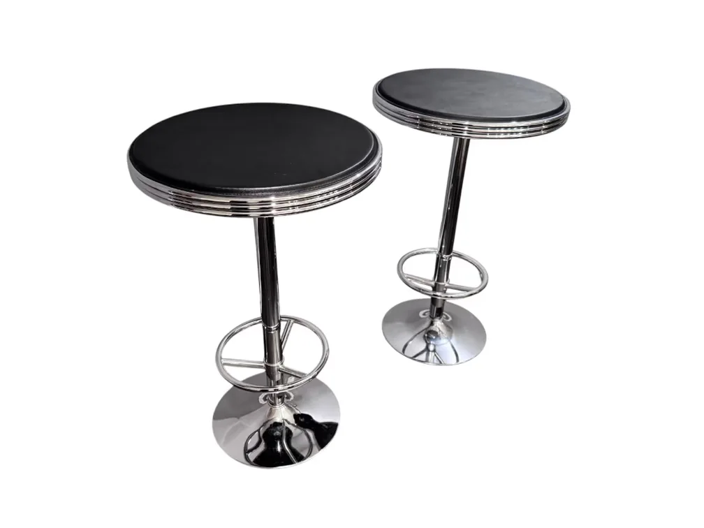 #6694 • Retro Chrome Pub Tables, Pair, 40"